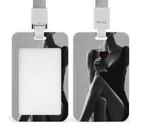 Jubonexis Elegance Woman Red Wine Black White ID Badge Holder Retractable Clip Card Holder Card Protector Name Badge Name Tag for Work Office Doctor Nurse