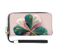 Jubonexis Elegant 3D Clover PU Leather Clutch Long Bifold Wallet, Coin Purse Credit Pass Case, Durable Card-Holder Money Storage for Women Men