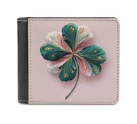 Jubonexis Elegant 3D Clover Soft PU Leather Bifold Wallet, Coin Purse Credit Pass Case, Durable Card-Holder Slim Billfold for Men Woman Money Storage