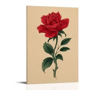 Jubonexis Elegant Red Rose Tattoo Style Wall Art Poster Canvas Print Painting Aesthetic Picture for Living Room Farmhouse Decor 12x18inch(30x45cm) Frame
