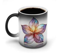 Jubonexis Elegant Stained Glass Flower Color Changing Mugs Heat Changing Ceramic Coffee Mug Novelty Funny Tea Water Cup 11OZ