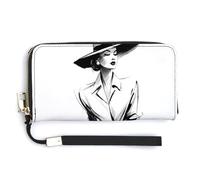 Jubonexis Elegant Woman Walking Minimalist PU Leather Clutch Long Bifold Wallet, Coin Purse Credit Pass Case, Durable Card-Holder Money Storage for Women Men