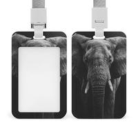 Jubonexis Elephant Black and White ID Badge Holder Retractable Clip Card Holder Card Protector Name Badge Name Tag for Work Office Doctor Nurse