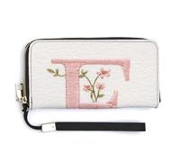 Jubonexis Embroidered Capital Letter E PU Leather Clutch Long Bifold Wallet, Coin Purse Credit Pass Case, Durable Card-Holder Money Storage for Women Men