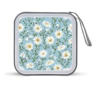 Jubonexis Embroidery Daisy Pattern, CD Case DVD Storage Case Portable for Car Home Travel