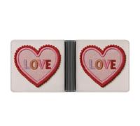 Jubonexis Embroidery Patch Heart with Word Love Soft PU Leather Bifold Wallet, Coin Purse Credit Pass Case, Durable Card-Holder Slim Billfold for Men Woman Money Storage