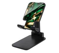 Jubonexis Emerald Green And Gold Marble Swirls Cell Phone Stand Foldable Adjustable Phone Stand for Desk