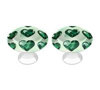 Jubonexis Emerald Green Bedazzled Hearts Round Drawer Cabinet Knobs Handles with Screws,2 Pcs, Drawer Dresser Knob Pulls Decor for Wardrobe Cupboard Home Office Kitchen