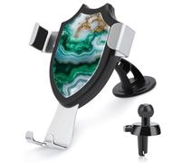 Jubonexis Emerald Green White Agate Surface Gold Veins Car Phone Holder Mount Triangle Clip Base Air Vent Cell Phone Car Mount Automotive Accessories for 4-6 Inches Cell Smartphones