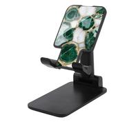 Jubonexis Emerald Green White Marble Gold Veins Cell Phone Stand Foldable Adjustable Phone Stand for Desk