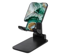 Jubonexis Emerald Green White Marble with Gold Veins Cell Phone Stand Foldable Adjustable Phone Stand for Desk