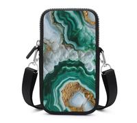 Jubonexis Emerald Green White Marble with Gold Veins Crossbody Mobile Phone Bag Smartphone Bag With Adjustable Strap