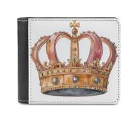 Jubonexis English Crown Cottagecore Aesthetic Soft PU Leather Bifold Wallet, Coin Purse Credit Pass Case, Durable Card-Holder Slim Billfold for Men Woman Money Storage