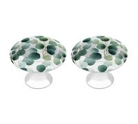Jubonexis Eucalyptus Leaves in Soft Watercolor Round Drawer Cabinet Knobs Handles with Screws,2 Pcs, Drawer Dresser Knob Pulls Decor for Wardrobe Cupboard Home Office Kitchen