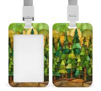 Jubonexis Evergreen Pine Tree Forest Stained Glass ID Badge Holder Retractable Clip Card Holder Card Protector Name Badge Name Tag for Work Office Doctor Nurse