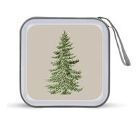 Jubonexis Evergreen Tree Green Leaves on Neutral Beige CD Case DVD Storage Case Portable for Car Home Travel