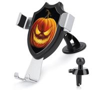 Jubonexis Evil Hallween Pumpkin with Glowing Eyes Car Phone Holder Mount Triangle Clip Base Air Vent Cell Phone Car Mount Automotive Accessories for 4-6 Inches Cell Smartphones