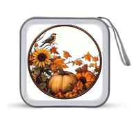 Jubonexis Fall Scene Sunflowers Pumpkins Birds CD Case DVD Storage Case Portable for Car Home Travel