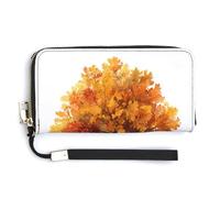 Jubonexis Falling Tree Autumn Leaves PU Leather Clutch Long Bifold Wallet, Coin Purse Credit Pass Case, Durable Card-Holder Money Storage for Women Men