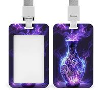 Jubonexis Fantasy Style Dark Blue Vase ID Badge Holder Retractable Clip Card Holder Card Protector Name Badge Name Tag for Work Office Doctor Nurse