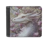 Jubonexis Female Silver Dragon Royal Crown Fantasy Soft PU Leather Bifold Wallet, Coin Purse Credit Pass Case, Durable Card-Holder Slim Billfold for Men Woman Money Storage