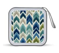Jubonexis Festive Holiday Pattern Ice Blue Silver Sea Green CD Case DVD Storage Case Portable for Car Home Travel