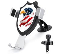 Jubonexis Fierce Bald Eagle Head with American Flag Pattern Car Phone Holder Mount Triangle Clip Base Air Vent Cell Phone Car Mount Automotive Accessories for 4-6 Inches Cell Smartphones