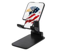 Jubonexis Fierce Bald Eagle Head with American Flag Pattern Cell Phone Stand Foldable Adjustable Phone Stand for Desk