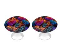 Jubonexis Fire Heart with Flowers Roses Round Drawer Cabinet Knobs Handles with Screws,2 Pcs, Drawer Dresser Knob Pulls Decor for Wardrobe Cupboard Home Office Kitchen