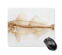 Jubonexis Fish Bones on White Mouse Pad, Small Office Computer Mouse Pads for Desk Laptop with Non-Slip Rubber Base Mouse Mat, Gaming Mouse Pads