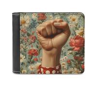 Jubonexis Fist Raised Flowers Soft PU Leather Bifold Wallet, Coin Purse Credit Pass Case, Durable Card-Holder Slim Billfold for Men Woman Money Storage