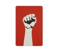 Jubonexis Fist Raised on Red Tin Metal Signs Wall Art Decorations for Bar Pub Club Cafe Room Farmhouse White 30x20cm