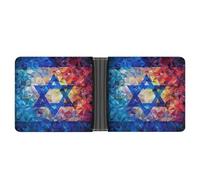 Jubonexis Flag of Israel Abstract Style Soft PU Leather Bifold Wallet, Coin Purse Credit Pass Case, Durable Card-Holder Slim Billfold for Men Woman Money Storage