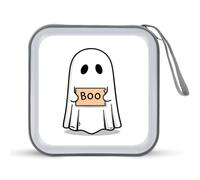 Jubonexis Floating Ghost Holding A Sign Boo Minimalist CD Case DVD Storage Case Portable for Car Home Travel
