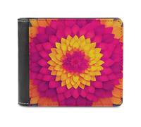 Jubonexis Floral Mandala Tropical Sunset Palette Soft PU Leather Bifold Wallet, Coin Purse Credit Pass Case, Durable Card-Holder Slim Billfold for Men Woman Money Storage