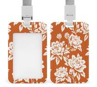 Jubonexis Floral Simple on Orange ID Badge Holder Retractable Clip Card Holder Card Protector Name Badge Name Tag for Work Office Doctor Nurse
