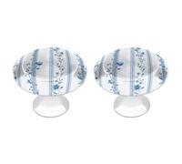 Jubonexis Floral Vine Stripes with Tiny Blue White Hydrangea Round Drawer Cabinet Knobs Handles with Screws,2 Pcs, Drawer Dresser Knob Pulls Decor for Wardrobe Cupboard Home Office Kitchen