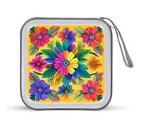 Jubonexis Flower Rainbow Colors CD Case DVD Storage Case Portable for Car Home Travel