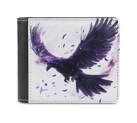 Jubonexis Flying Raven Soft PU Leather Bifold Wallet, Coin Purse Credit Pass Case, Durable Card-Holder Slim Billfold for Men Woman Money Storage