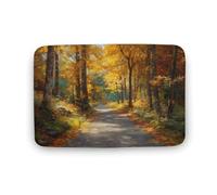 Jubonexis Forest Road in Autumn Bathroom Door Rug Mat, Extra Soft Coral Velvet Floor Mat, Rapid Water Absorption Non Slip Comfortable Bath Rugs Mats 19.7"x31.5"