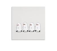 Jubonexis Four Cute Ghosts Walking in A Line Canvas Wall Art Poster Painting Aesthetic Picture for Living Room Farmhouse Decor Unframed 16x16inch(40x40cm)