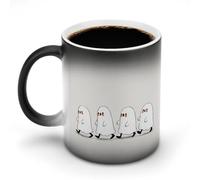 Jubonexis Four Cute Ghosts Walking in A Line Color Changing Mugs Heat Changing Ceramic Coffee Mug Novelty Funny Tea Water Cup 11OZ