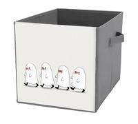 Jubonexis Four Cute Ghosts Walking in A Line Cube Storage Bins Storage Cubes Foldable Decorative Fabric Storage Baskets Home Organizers with Handles for Shelves,Closet, 27x27 CM