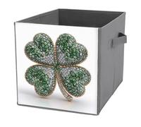 Jubonexis Four-leaf Clover Luxury Gemstone Mosaic Style Cube Storage Bins Storage Cubes Foldable Decorative Fabric Storage Baskets Home Organizers with Handles for Shelves,Closet, 27x27 CM