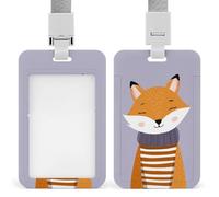 Jubonexis Fox in Striped Sweater ID Badge Holder Retractable Clip Card Holder Card Protector Name Badge Name Tag for Work Office Doctor Nurse