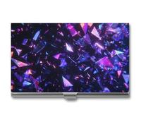 Jubonexis Fragmented Neon Shards Floating in Darkness Business Card Holder, Pocket Slim Metal Business Card Case for Women Men