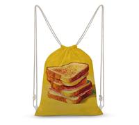 Jubonexis French Toast on Yellow Drawstring Backpack Canvas String Bag Lightweight Sports Gym Bag for Men Women