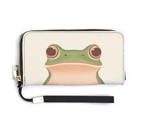 Jubonexis Frog Nursery Art PU Leather Clutch Long Bifold Wallet, Coin Purse Credit Pass Case, Durable Card-Holder Money Storage for Women Men