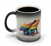 Jubonexis Frog Rainbow Flag Colored Color Changing Mugs Heat Changing Ceramic Coffee Mug Novelty Funny Tea Water Cup 11OZ