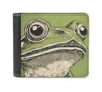 Jubonexis Frog with Large Eyes Soft PU Leather Bifold Wallet, Coin Purse Credit Pass Case, Durable Card-Holder Slim Billfold for Men Woman Money Storage